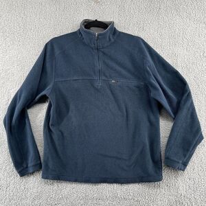 LL Bean Fleece Sweater Mens Small Quarter Zip Pullover Sweatshirt Blue Cozy Late